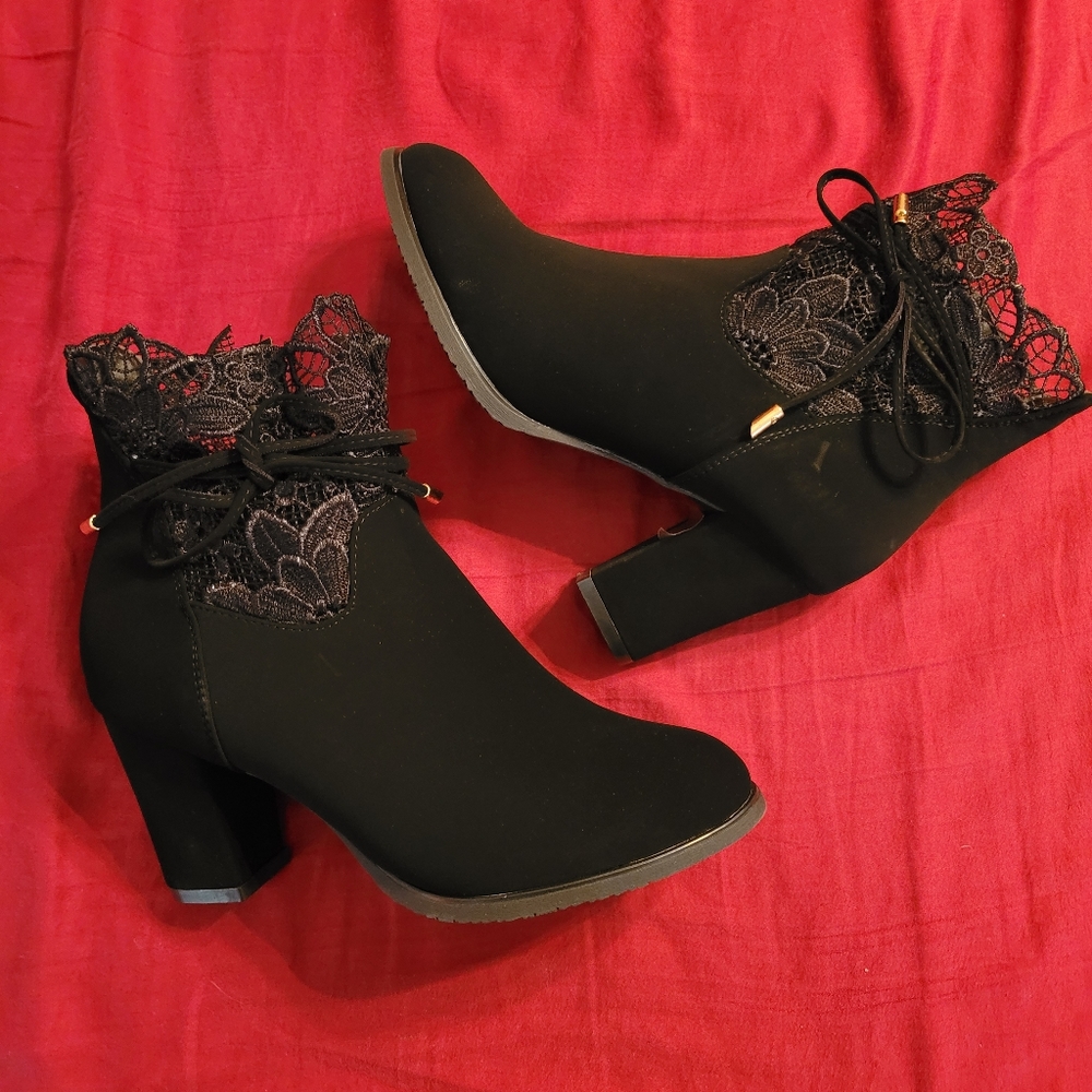 Black lace boots
